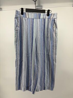 Croft & Barrow Linen Blend Capri Pants Women's High Rise Wide Leg Pockets Size M